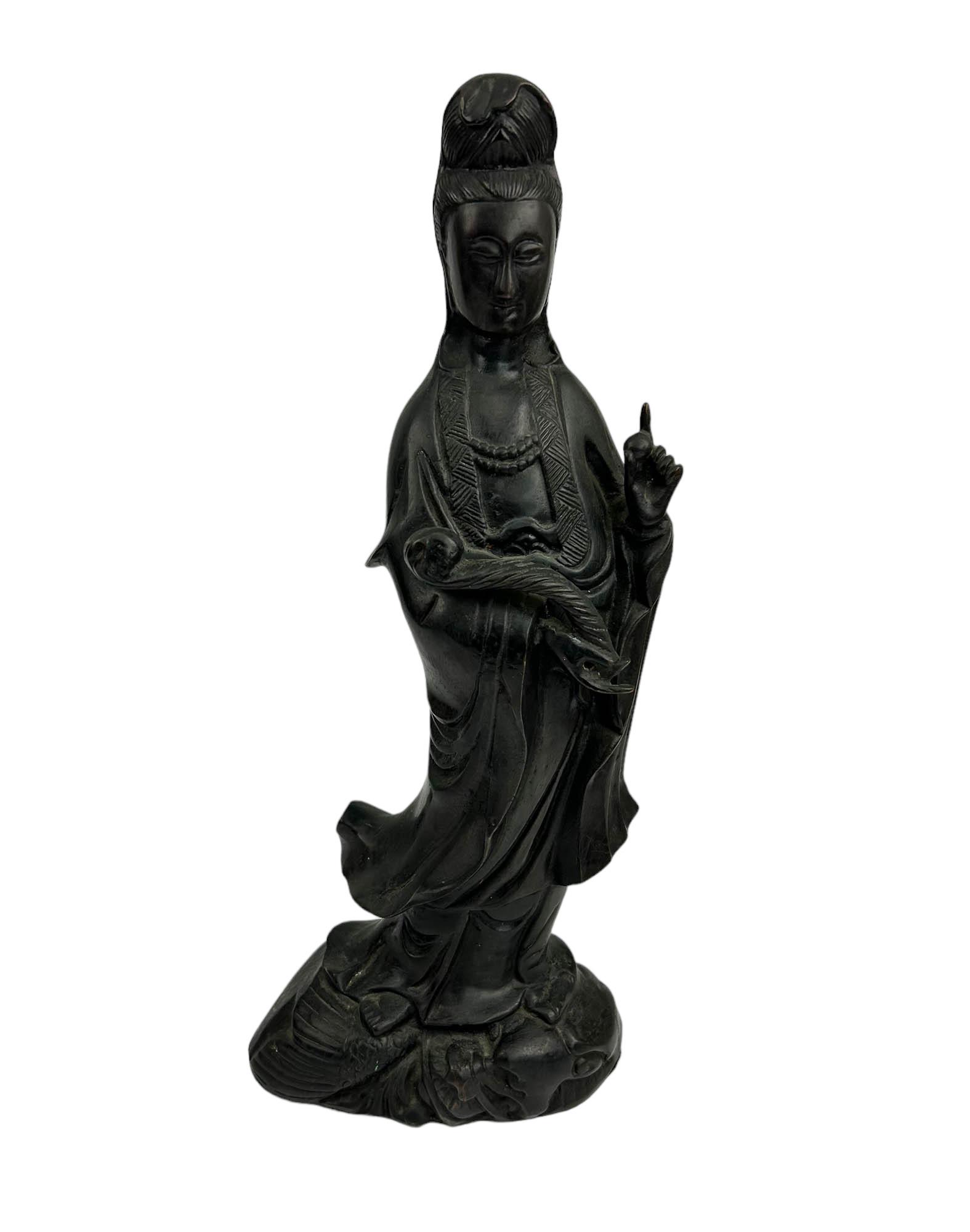 Chinese Bronze Guanyin Kwan Yin Goddess Statue (1 of 3)