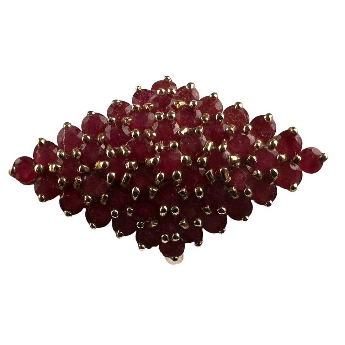 14K Yellow Gold Ruby Gemstone Cocktail Ring Size 8 (1 of 5)