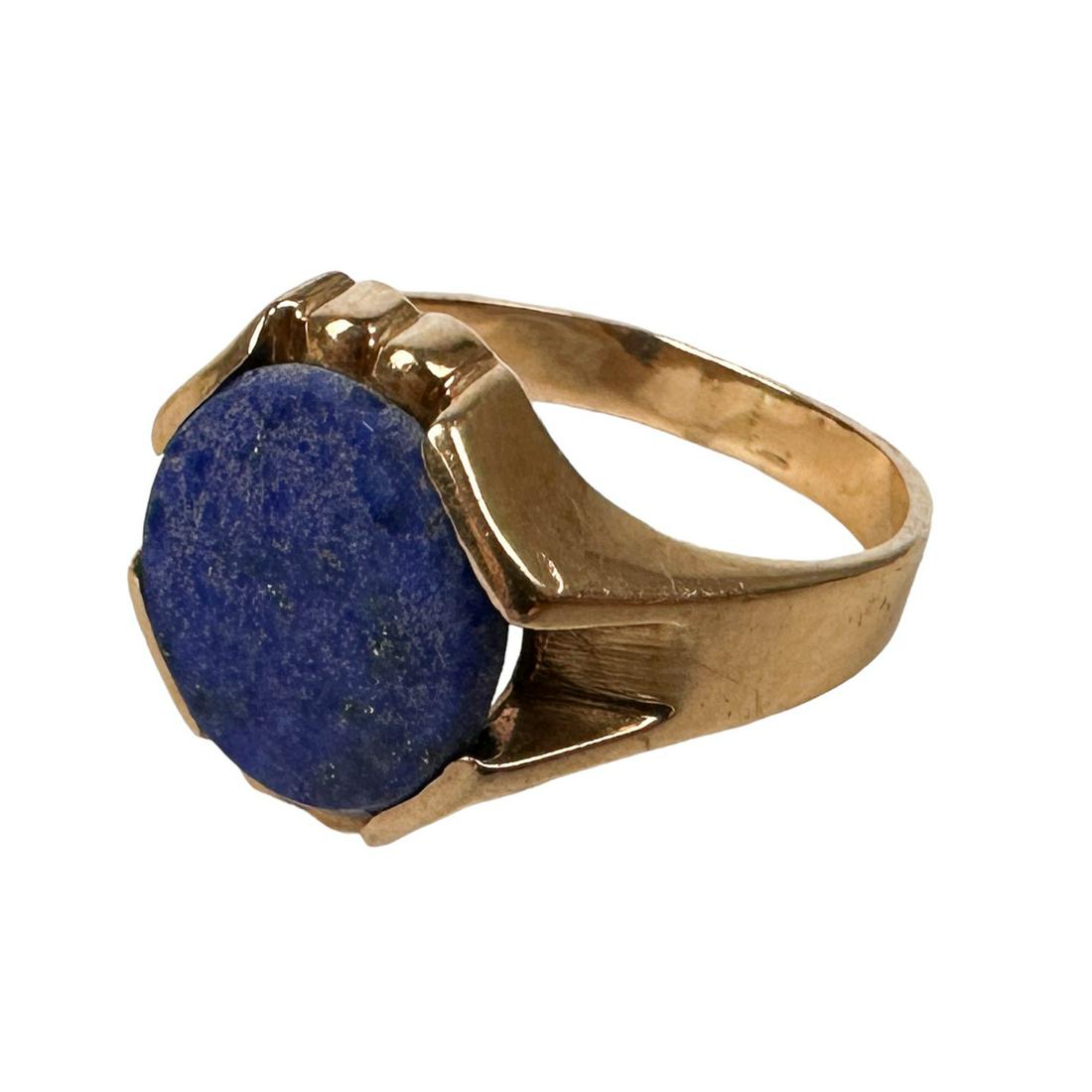 10K Yellow Gold w/ Blue Lapis Lazuli Ring Size 7.5 (1 of 7)