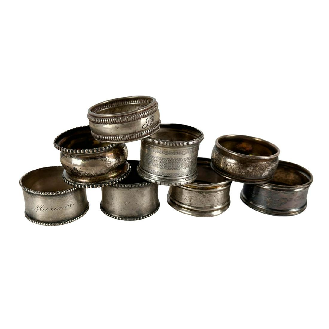 Antique Sterling Silver 925 Napkin Ring Holder LOT (1 of 6)