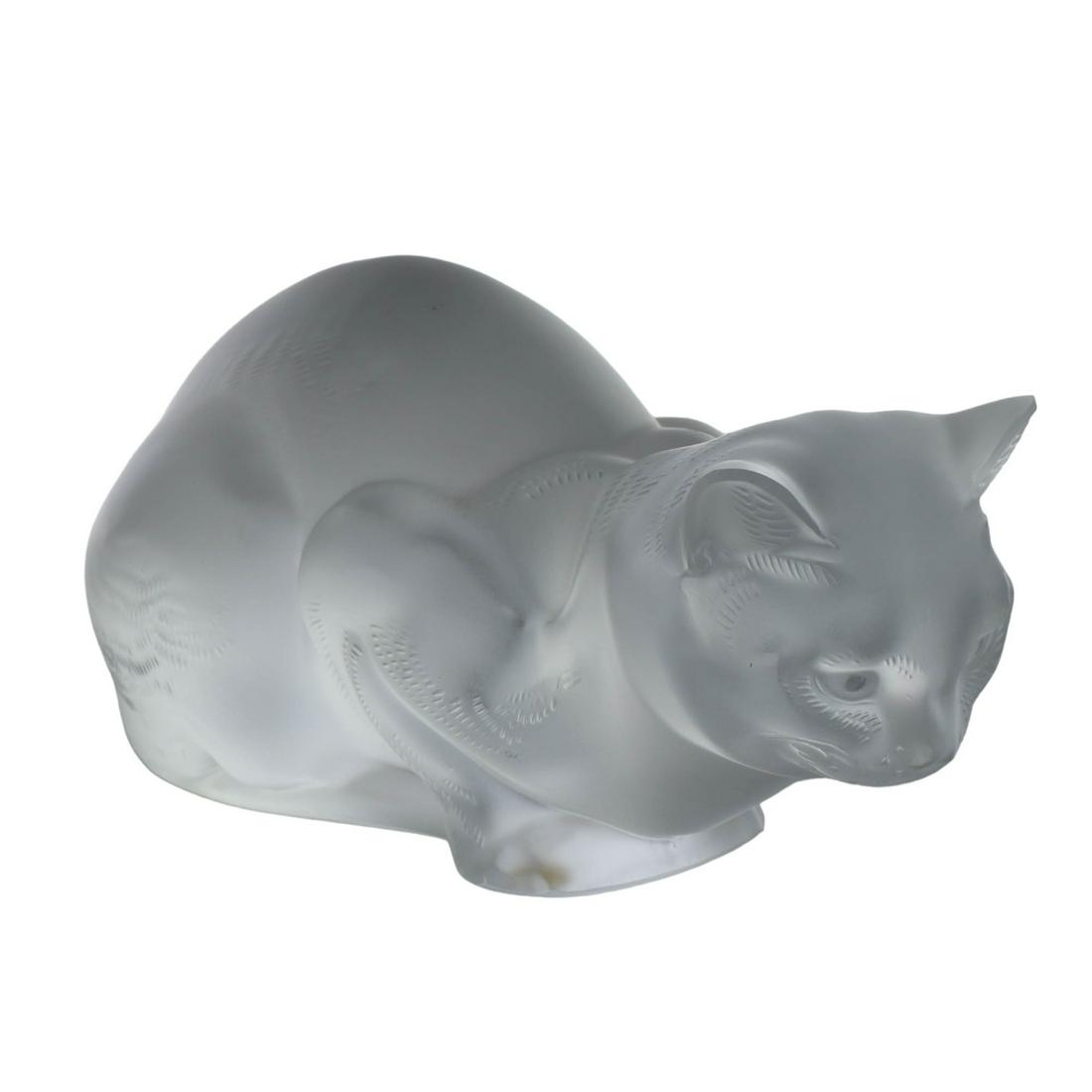 Lalique Frosted Crystal Glass Cat Feline Sculpture (1 of 6)