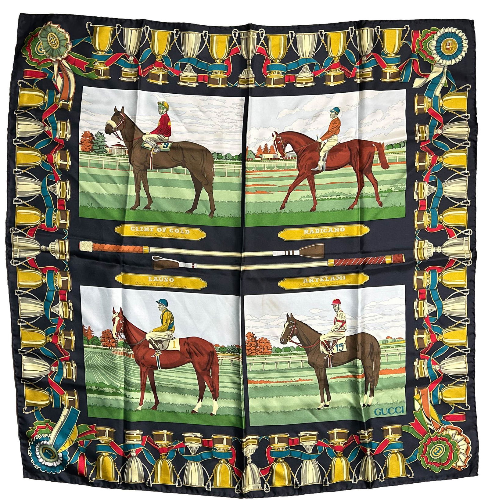 Gucci Equestrian Horse Rider Trophy Cup Silk Scarf (1 of 5)