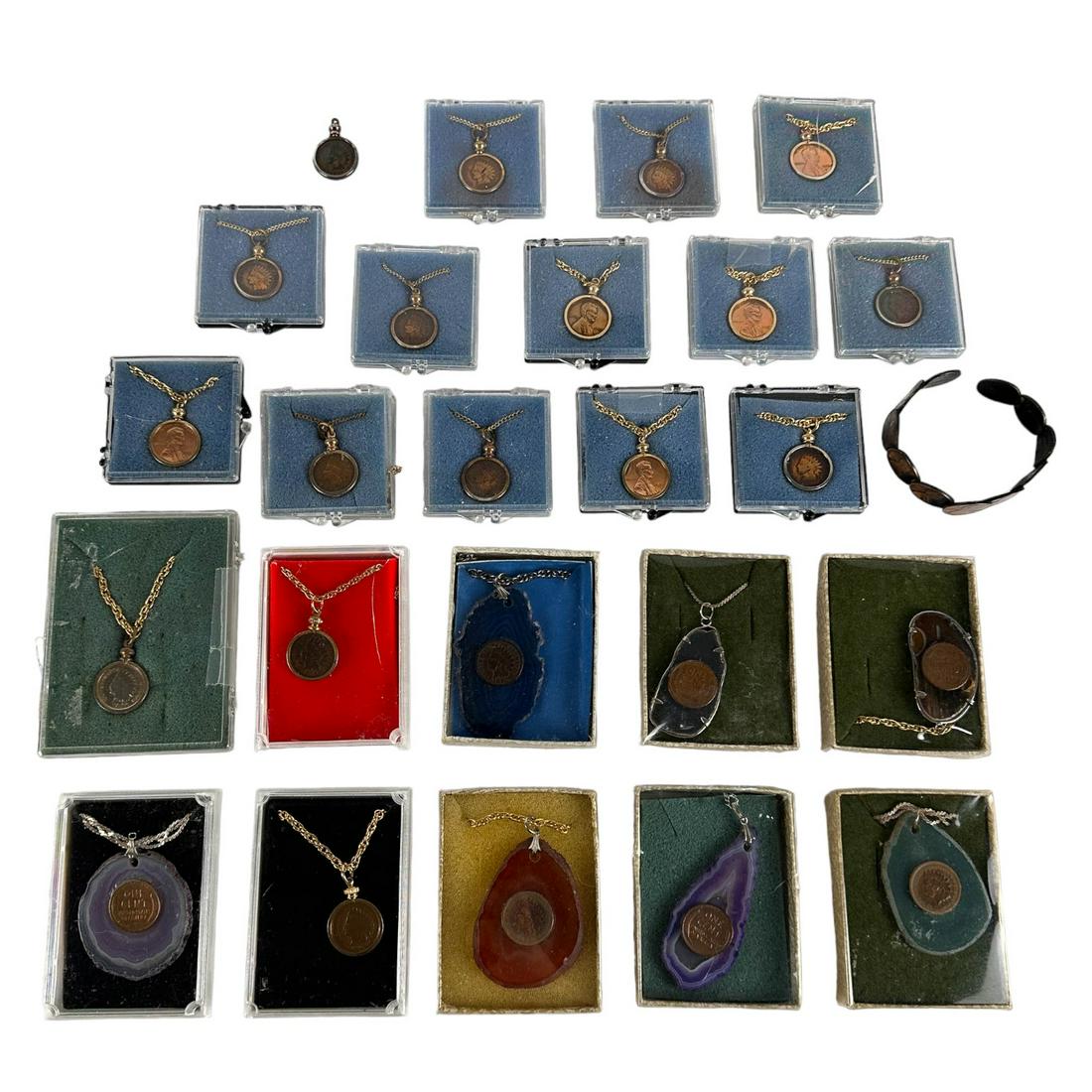 US One Penny Coin Necklace Pendants & Bracelet LOT (1 of 6)