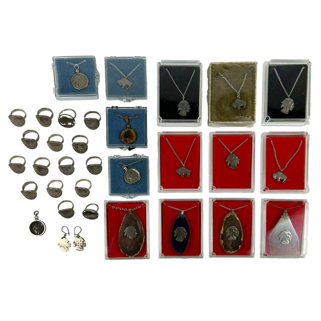 Buffalo Indian Head Nickel Rings Pendants Necklace (1 of 4)