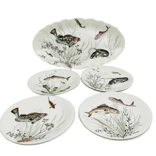 Johnson Bros Fish Dinner Plates & Tray Platter Lot