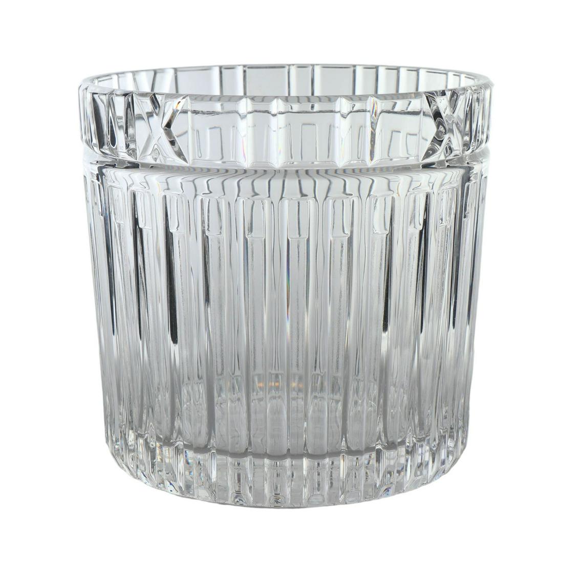 Tiffany Co Crystal Atlas Barware Champagne Bucket: Tiffany & Company crystal art glass "HEAVY" bar barware ice cooler wine champagne bottle cooler. Modeled in their "Atlas" pattern which is now retired / discontinued. Graced with wide panels and Roman