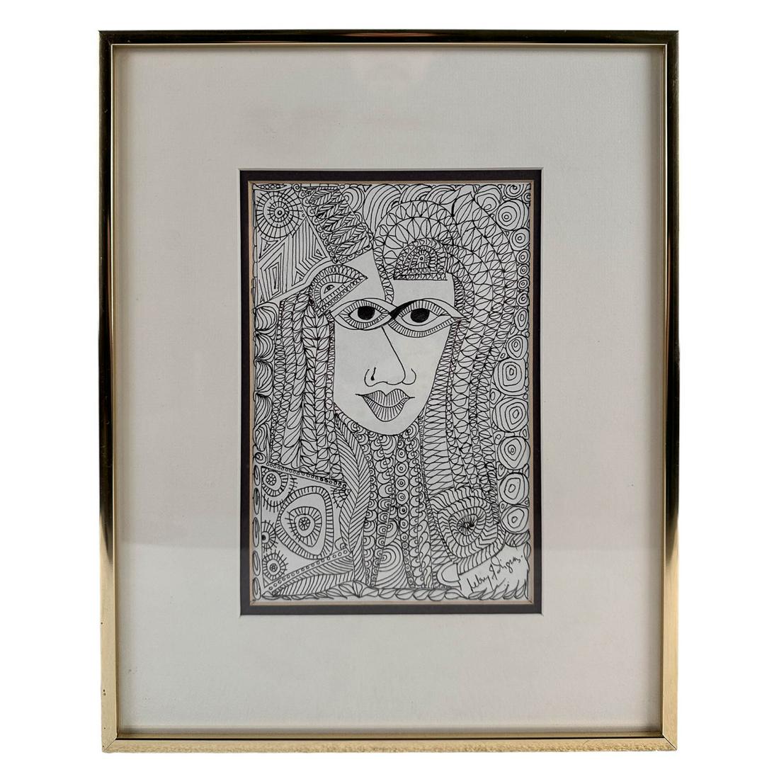 Melroy Rodriguez b1967 Black White Pen Ink Drawing (1 of 5)