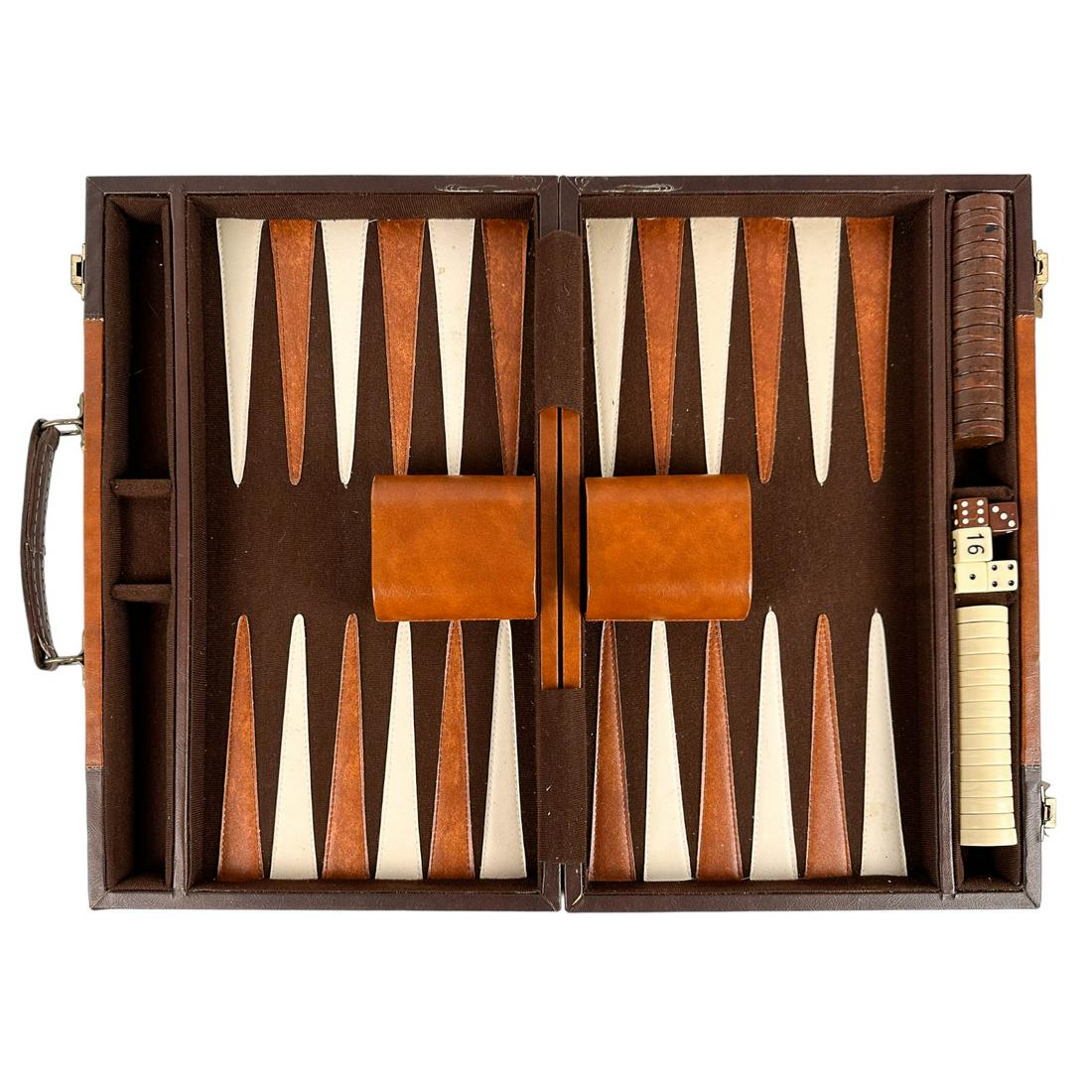 Backgammon 2 Player Board Game Set w/ Leather Case (1 of 6)