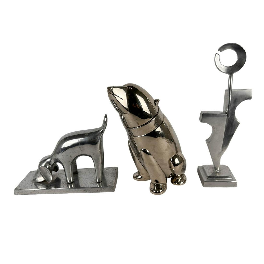 Polar Bear Cocktail Shaker Dog Metal Sculpture LOT (1 of 4)