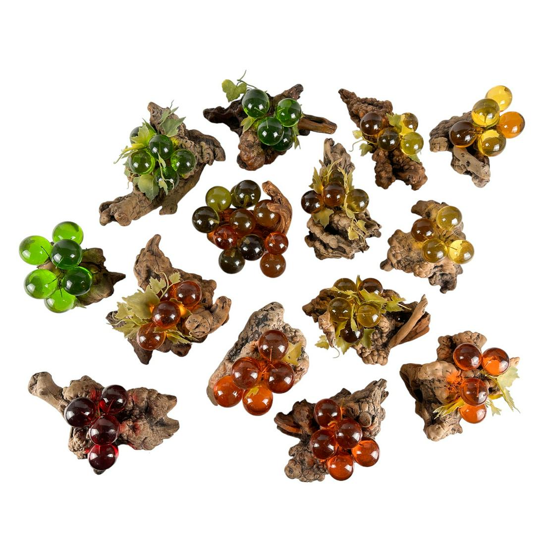 MCM Lucite Grape Cluster Burl Wood 14pc ESTATE LOT (1 of 4)