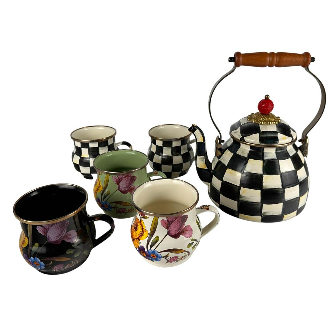 MacKenzie Childs Enamel Tea Coffee Pot Cup Mug LOT (1 of 8)