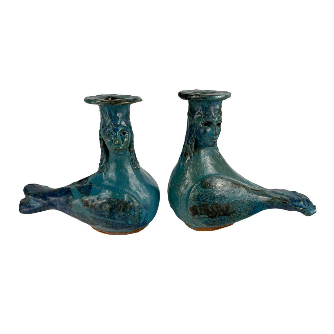 Margit Subak Elsohn Art Pottery Candleholder PAIR (1 of 8)
