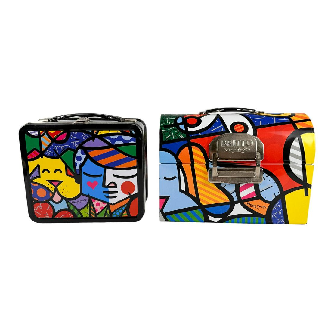 Romero Britto Pop Art Tin Metal Lunch Box 2pc LOT (1 of 5)