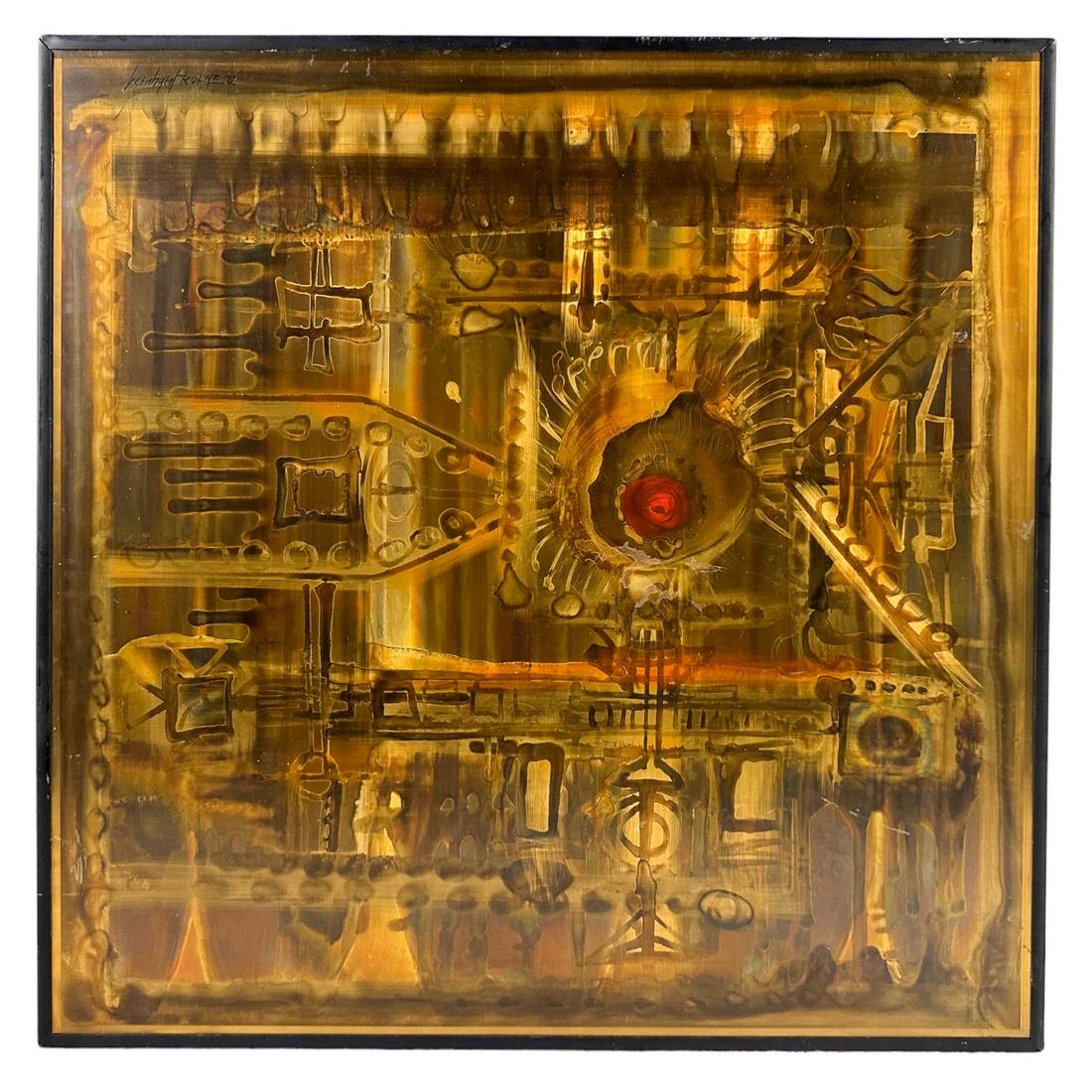 Bernhard Rohne b.1944 Abstract Metal Art on Wood (1 of 6)