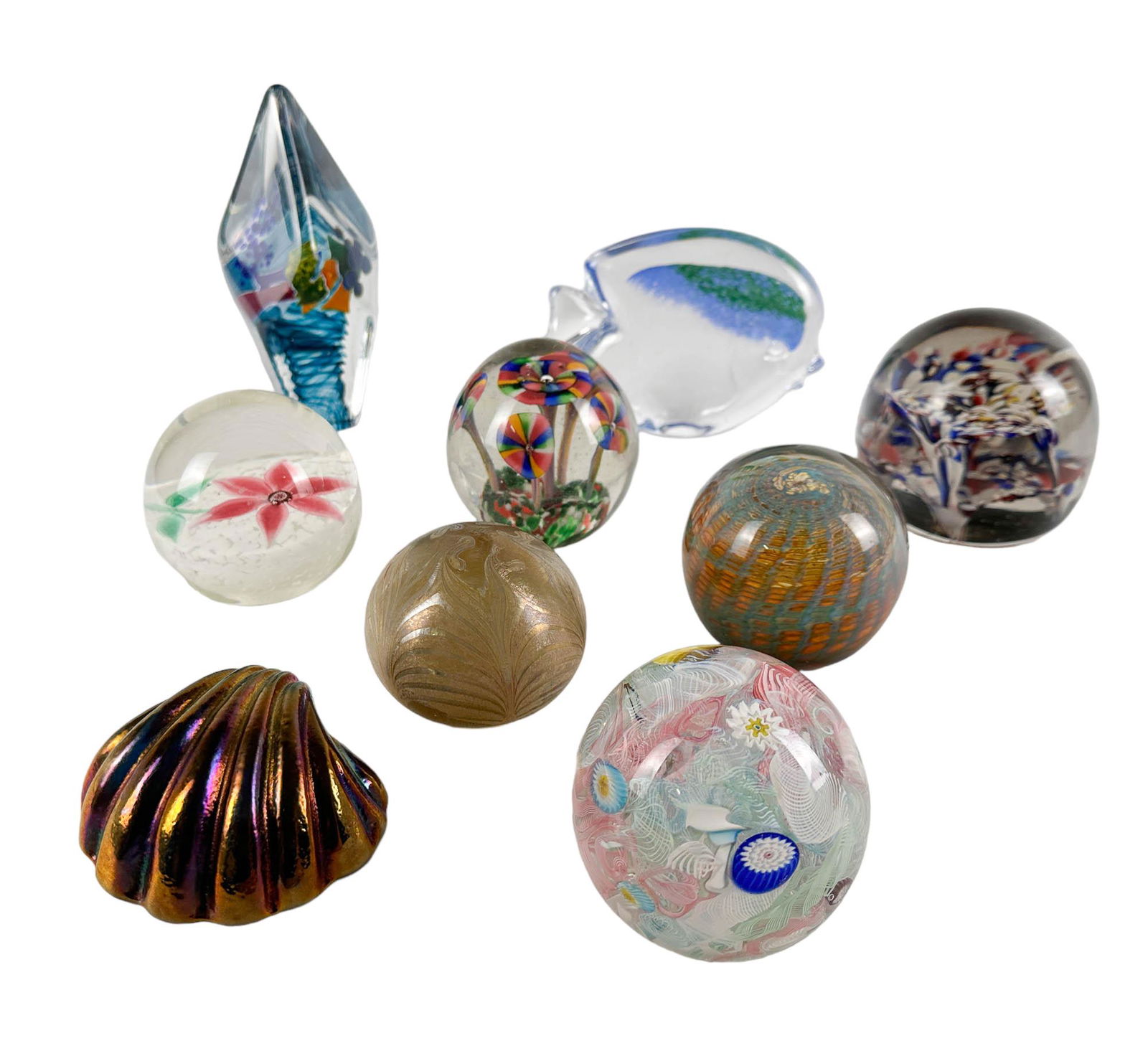Studio Art Glass Murano Signed 9pc Paperweight LOT (1 of 7)