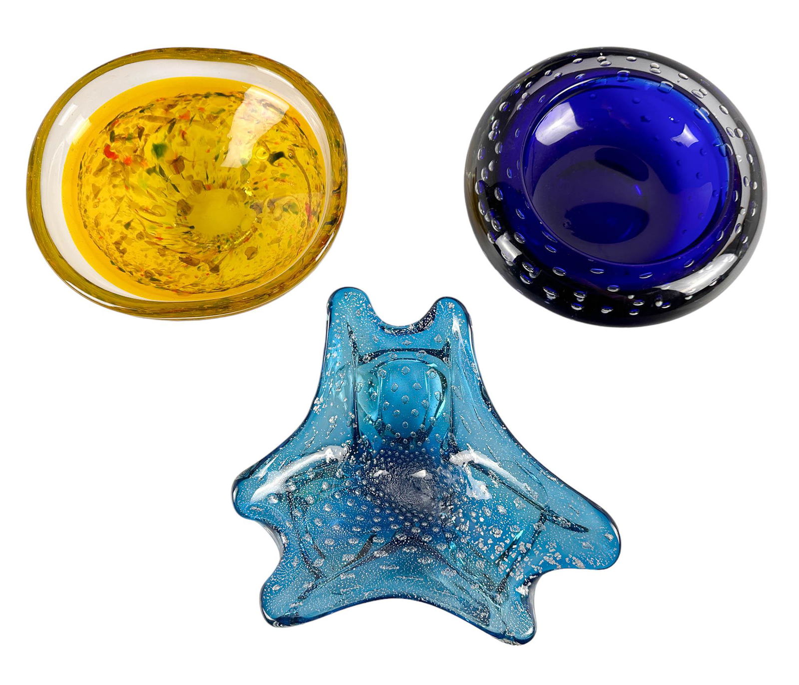 MCM Murano Venetian Italian Art Glass 3pc Bowl LOT (1 of 7)