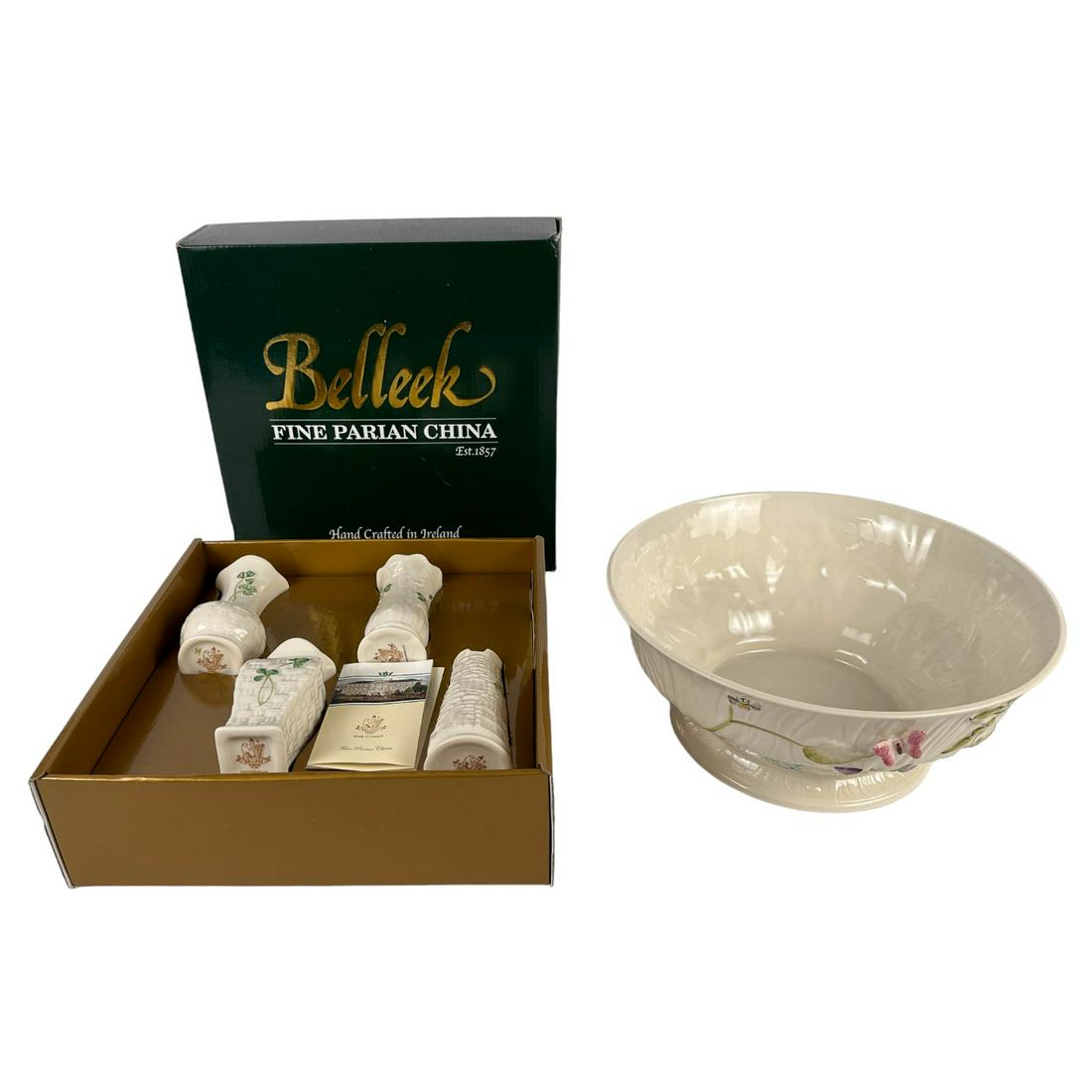 Belleek Porcelain Bug Butterfly Bowl Bud Vase LOT (1 of 6)