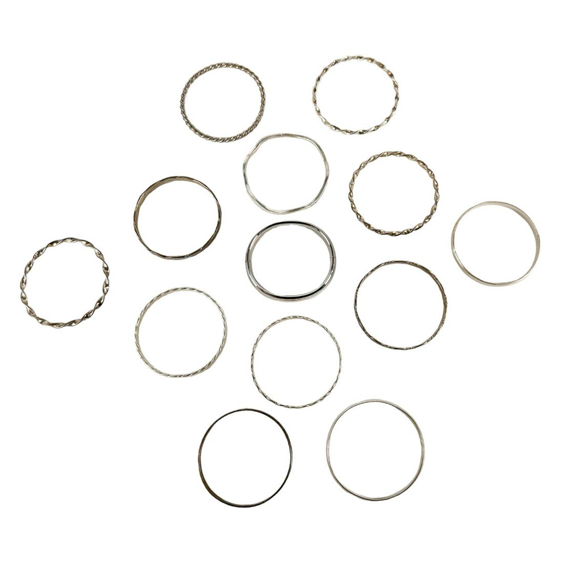 Sterling Silver 925 Ladys Bangle Bracelet 13pc LOT (1 of 6)