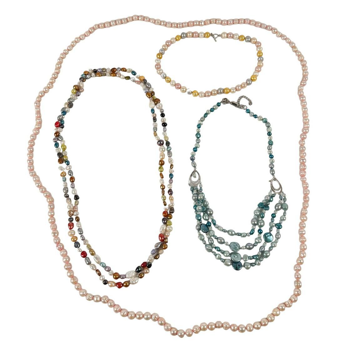 Honora Multicolored Pearl Necklace 4pc ESTATE LOT (1 of 5)