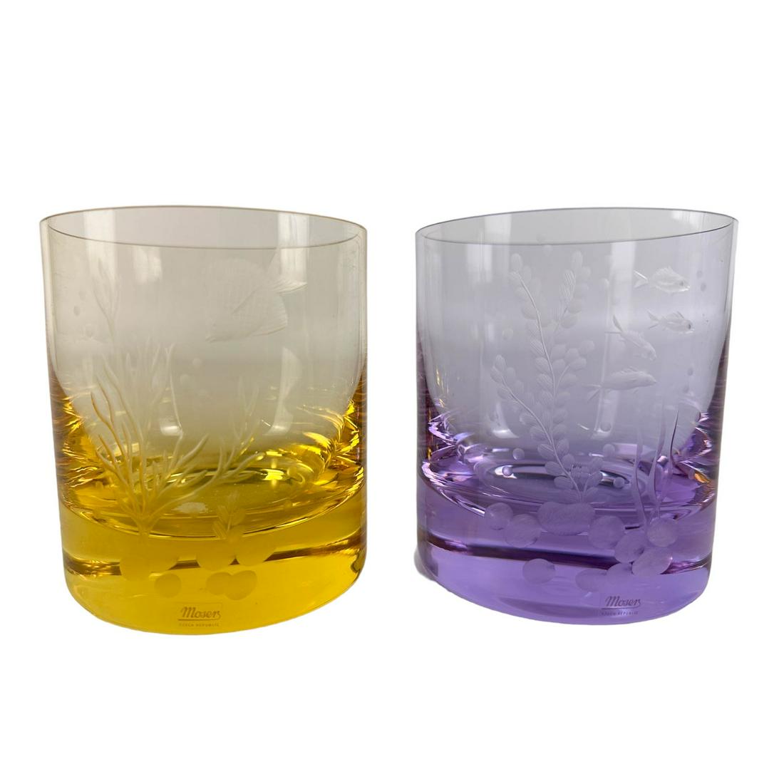Moser Crystal Ocean Life Double Old Fashioned 2pc (1 of 5)
