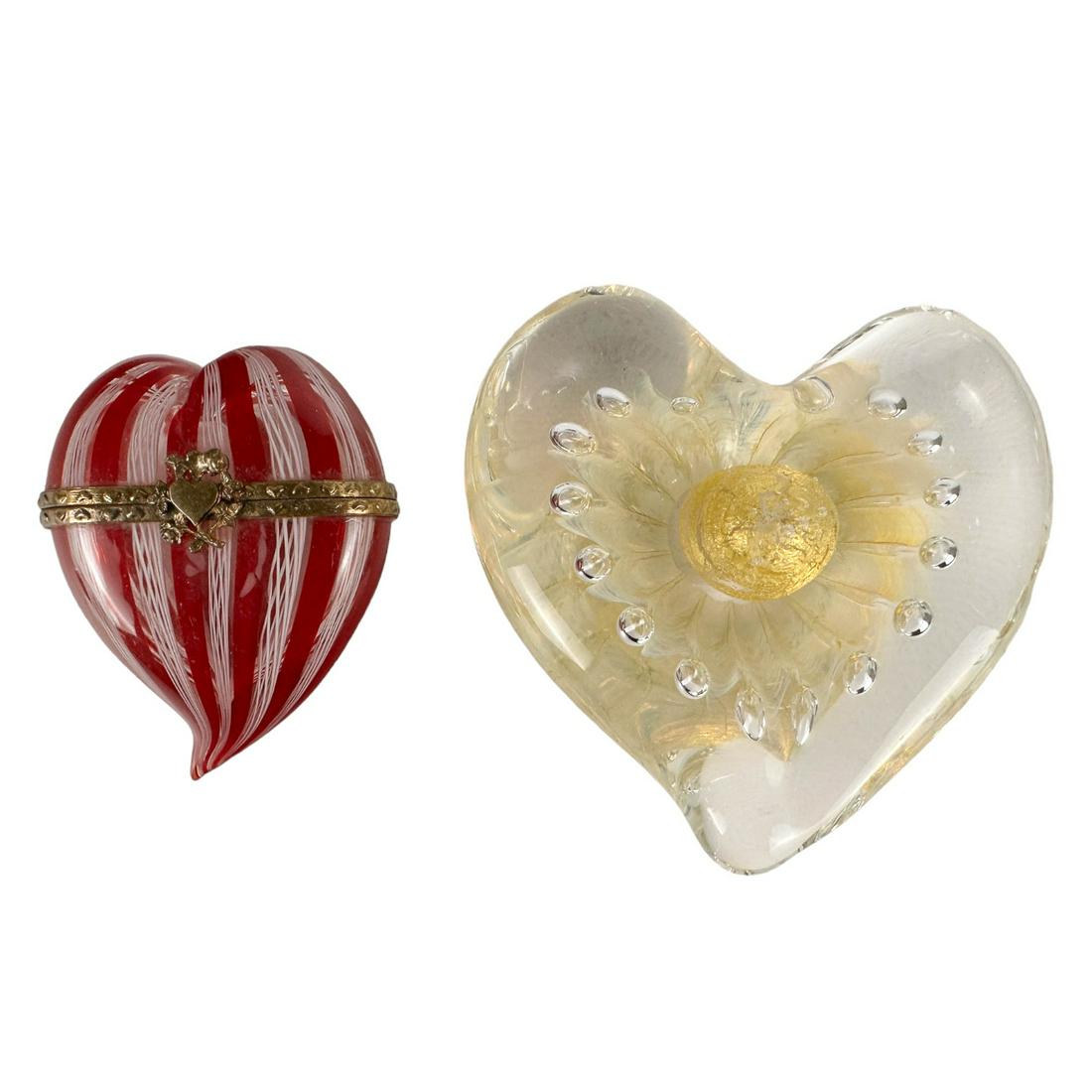 Venetian Latticino MAD Glass Heart Paperweight Box (1 of 5)