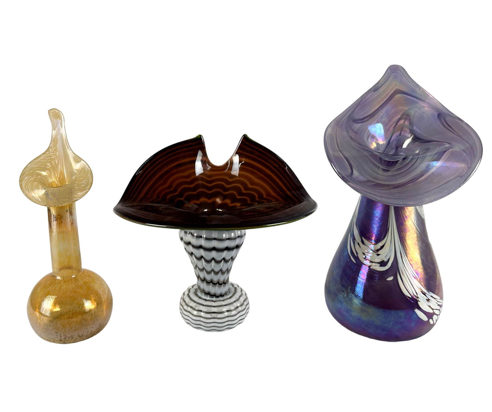 Studio Art Glass 3pc Jack In The Pulpit Vase LOT (1 of 6)