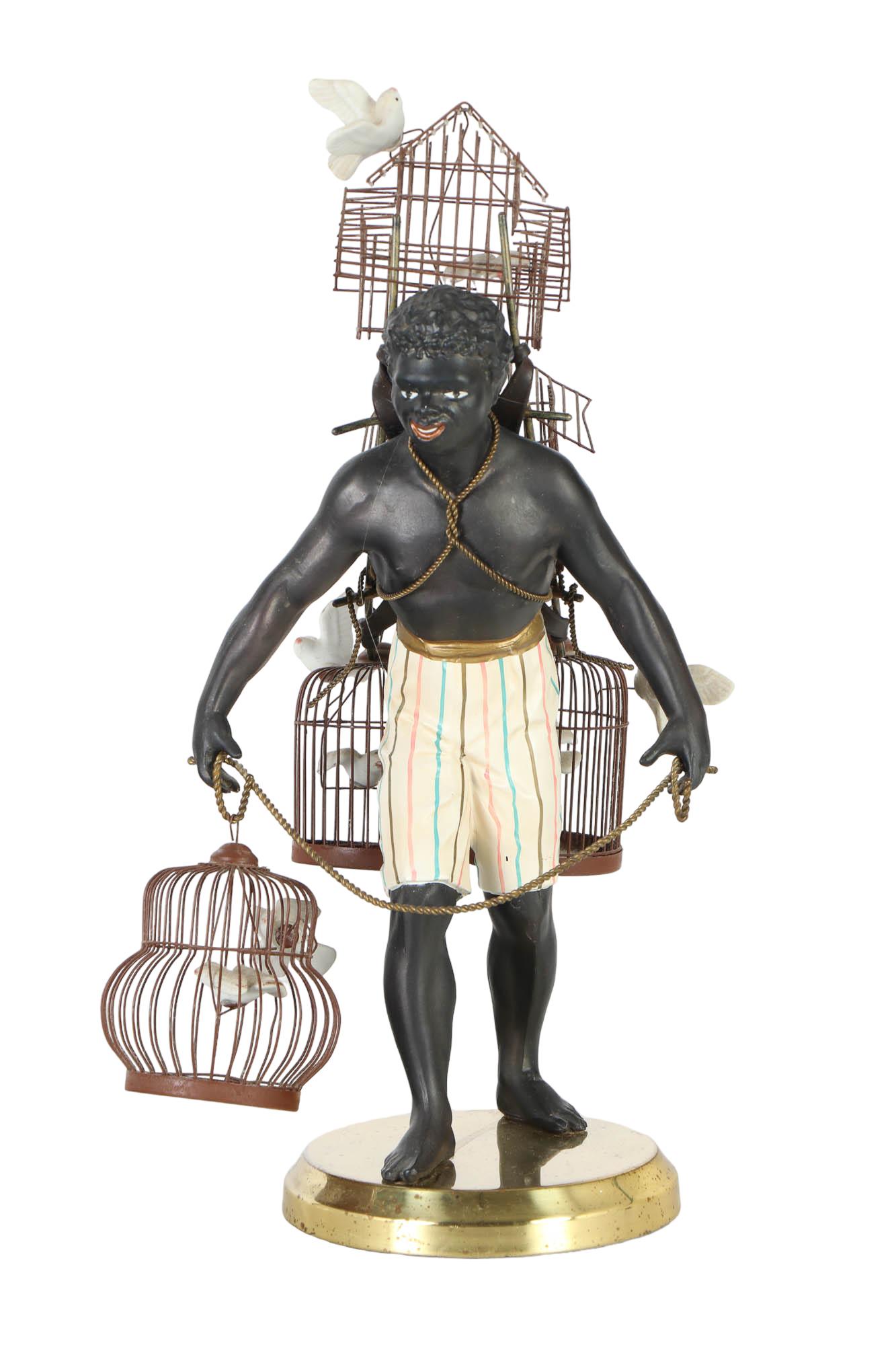 Petite Choses Blackamoor Man w Bird Cage Sculpture (1 of 7)