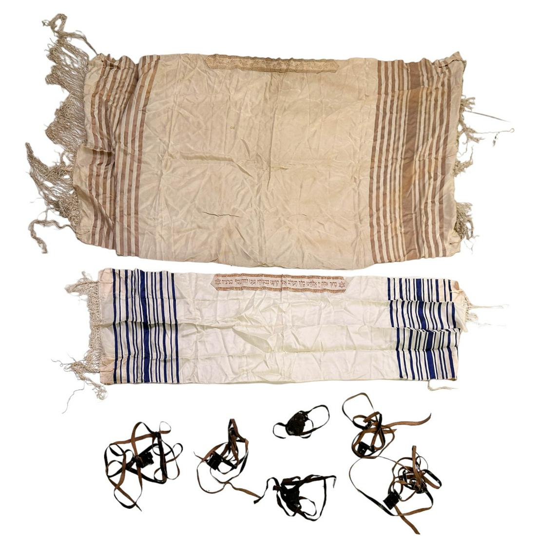 3 Sets Jewish Judaica Tefillin Blocks Prayer Shawl (1 of 3)