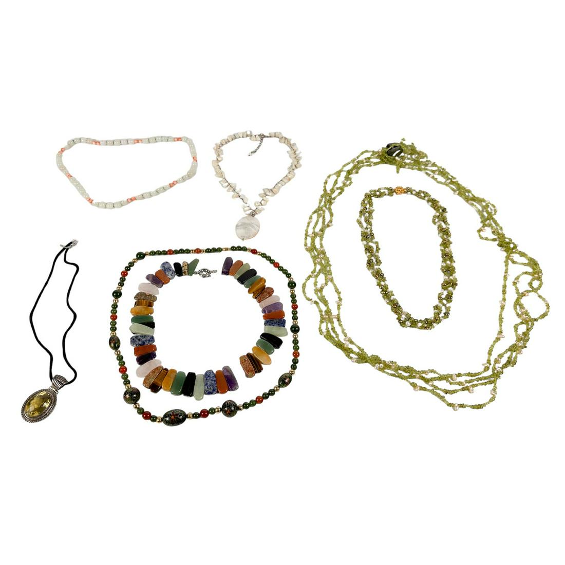 Jade Amethyst Coral Quartz Carnelian Necklace LOT (1 of 5)