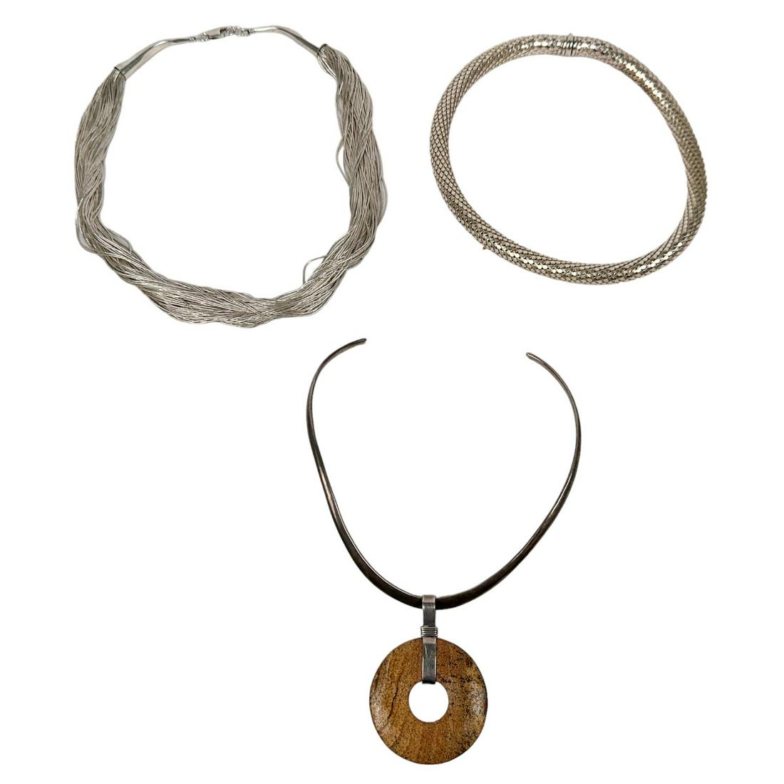 Sterling Silver 925 Choker Necklace w Pendant LOT (1 of 6)