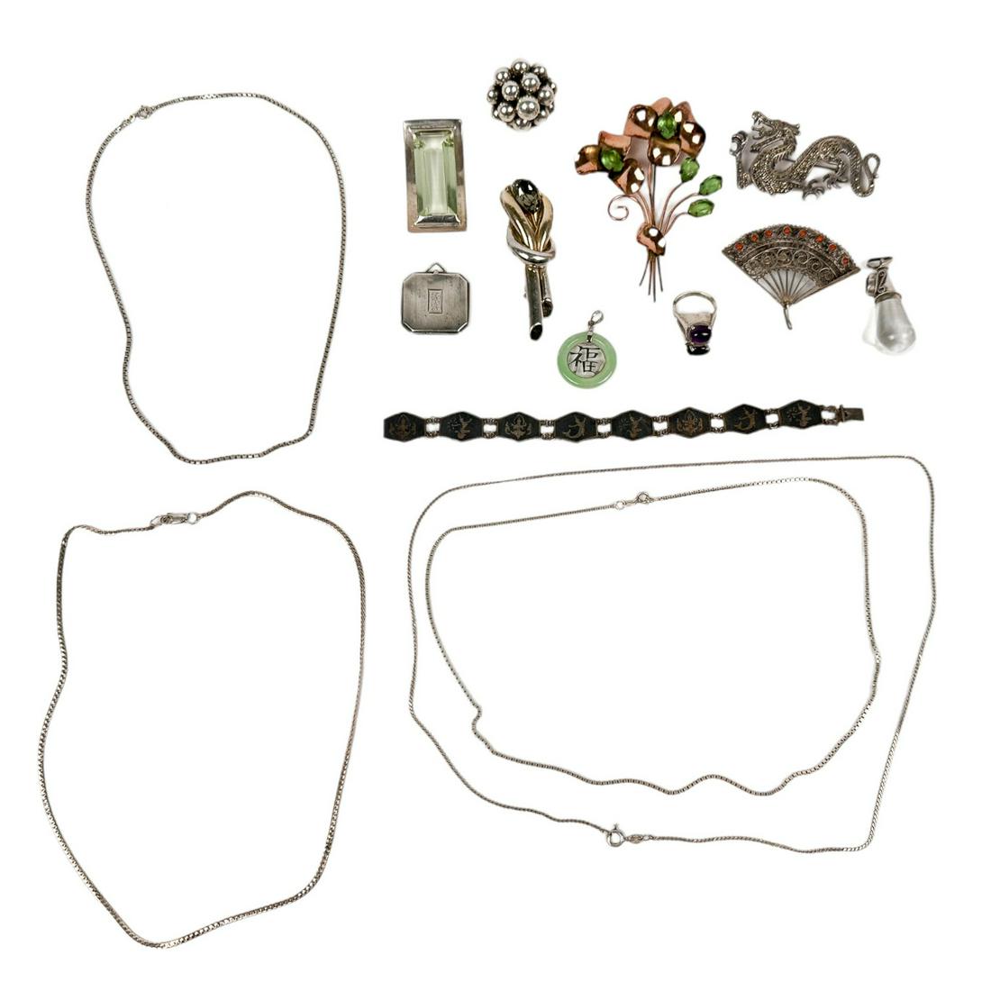 Sterling Gemstone & Glass Pin Pendant Jewelry LOT (1 of 6)