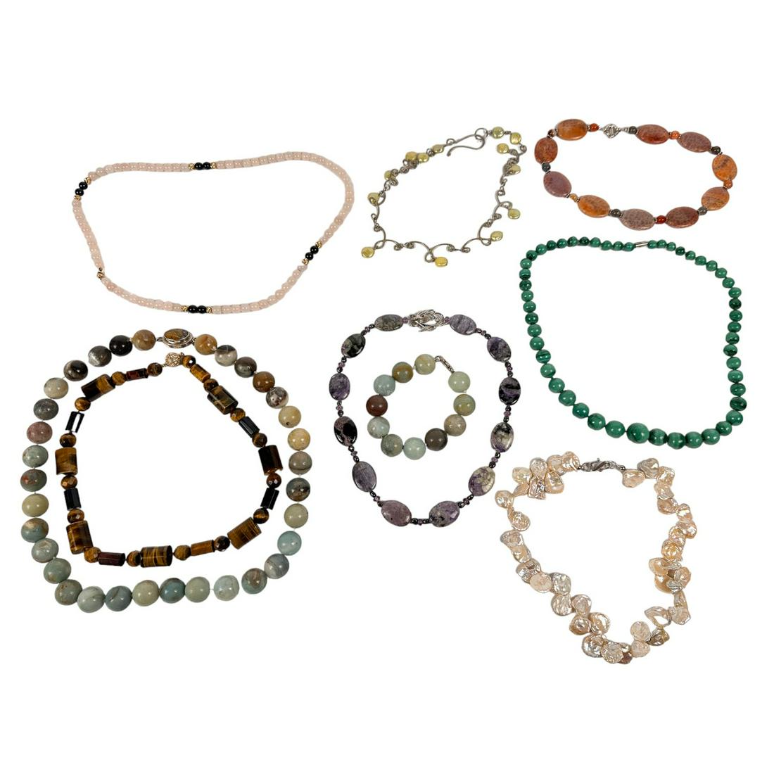 Malachite Tiger Eye Amethyst Quartz Necklace LOT (1 of 5)