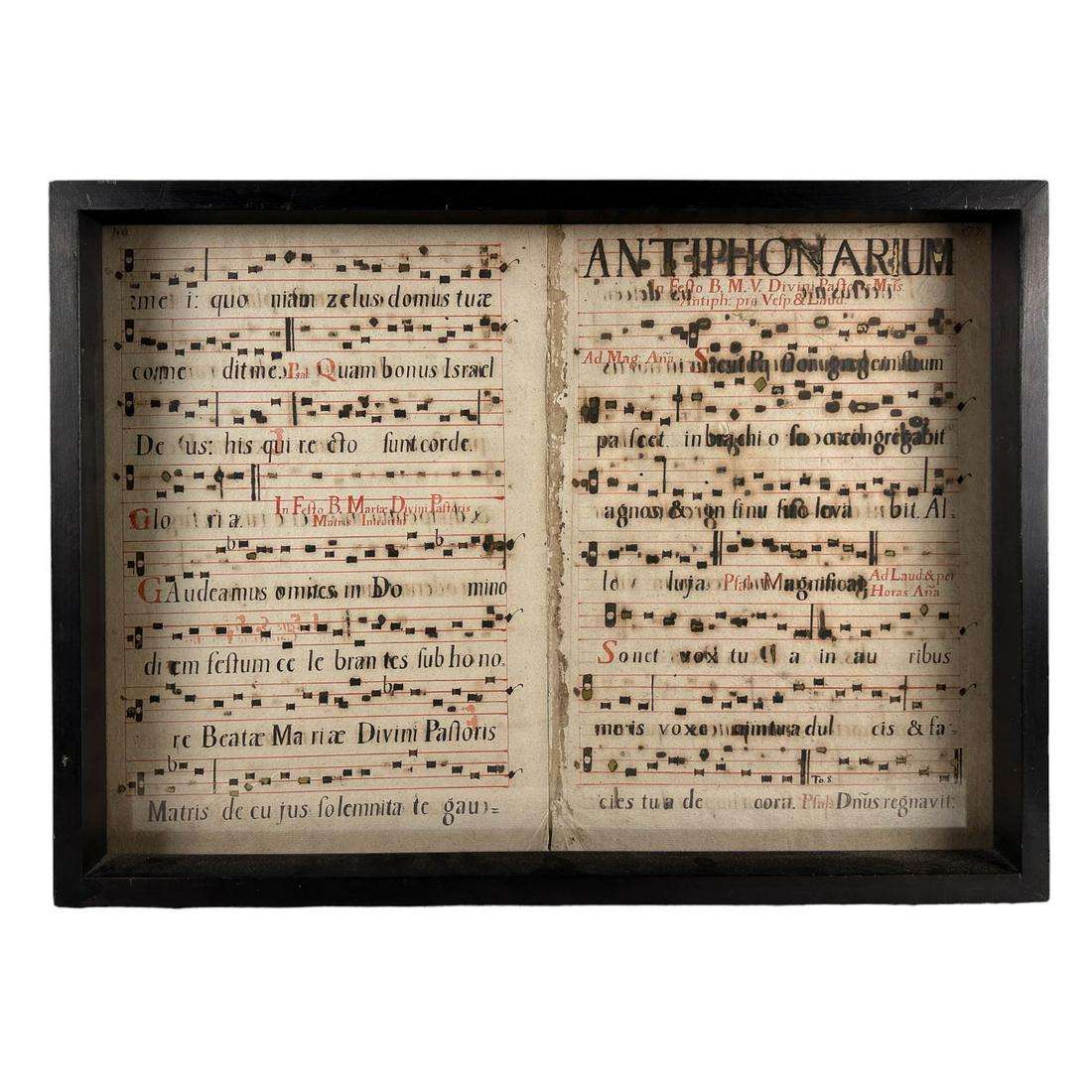 Antique Antiphonal 2 Sheet Leaf Music on Vellum (1 of 4)