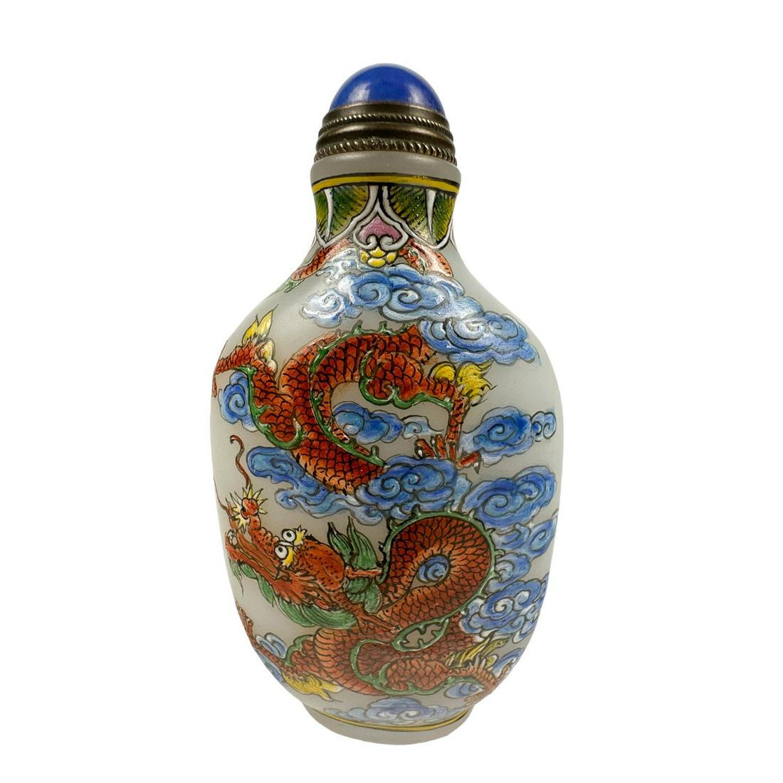 Chinese Hand Painted Dragon & Phoenix Snuff Bottle (1 of 5)
