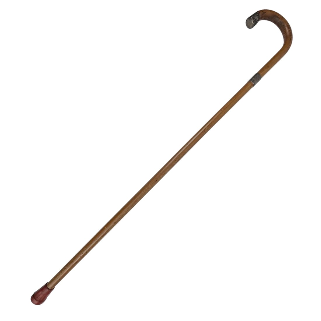 Wood Cane Walking Stick w/ Sterling Silver Mounts (1 of 7)