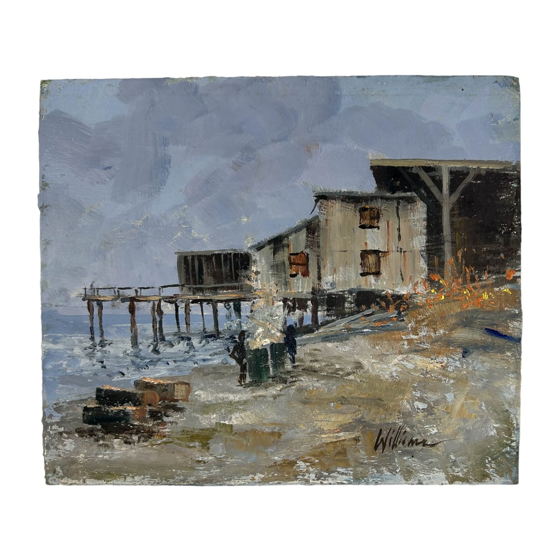 Jonathon Williams 20C Fishing Pier Painting SIGEND (1 of 3)