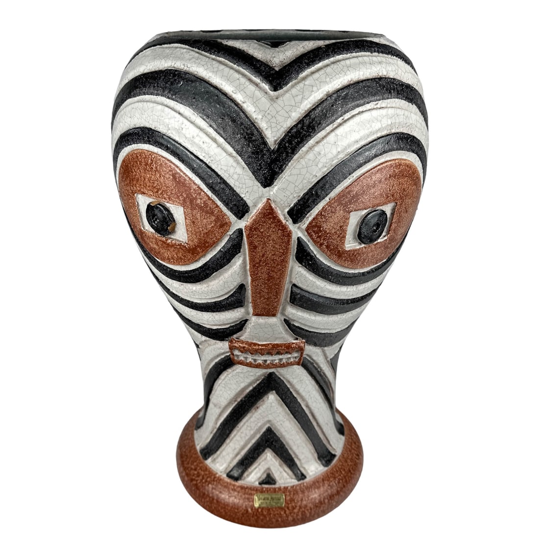 ND Dolfi Montelupo Italian Pottery Umbrella Stand: Late 20th century studio hand crafted ceramic art pottery home interior vase / umbrella / cane stand. Retailed by Neiman Marcus circa 1990's. The company was founded in 1941 by Giovanni Dolfi overlook