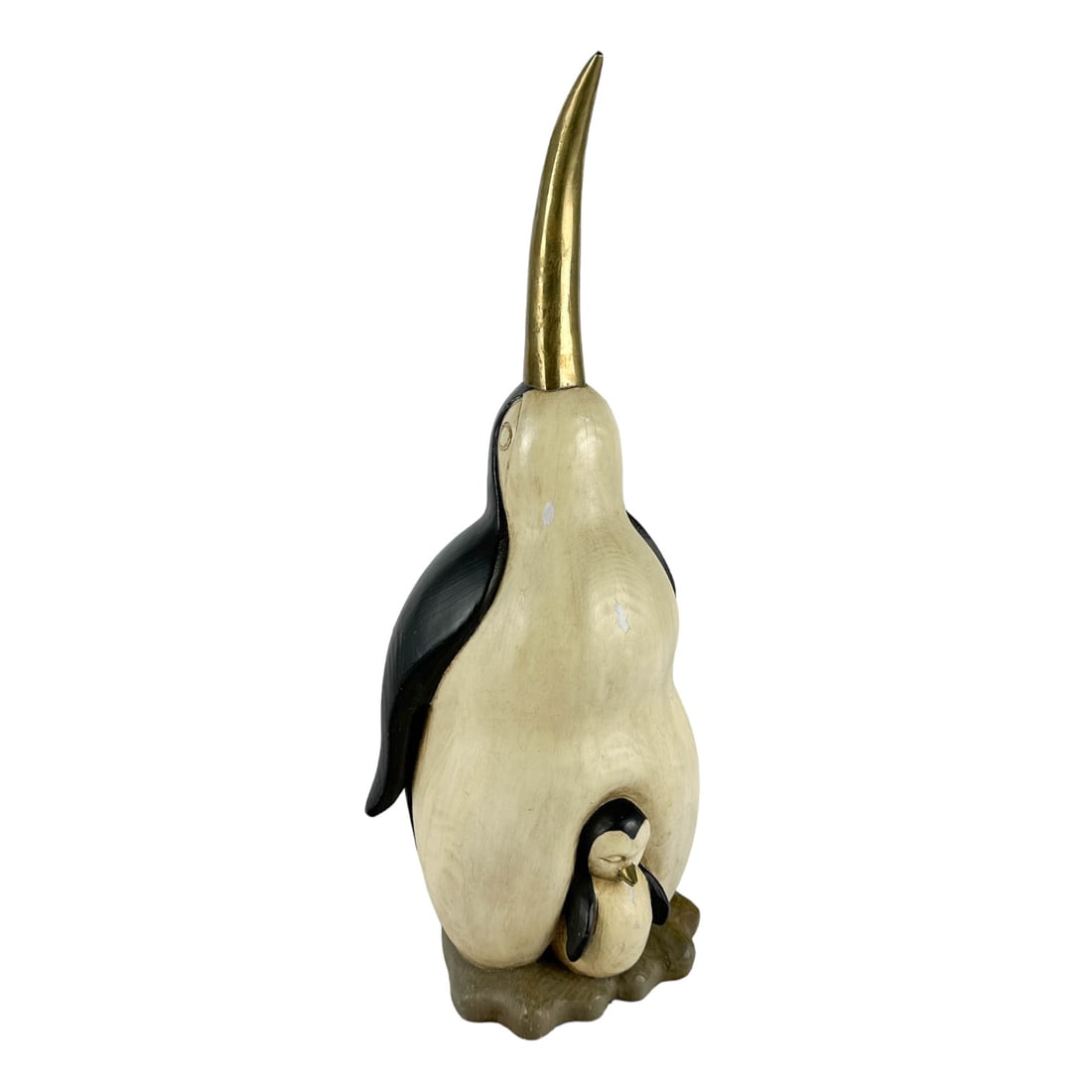 Mid Century Carved Wood Penguin & Chick Sculpture (1 of 5)