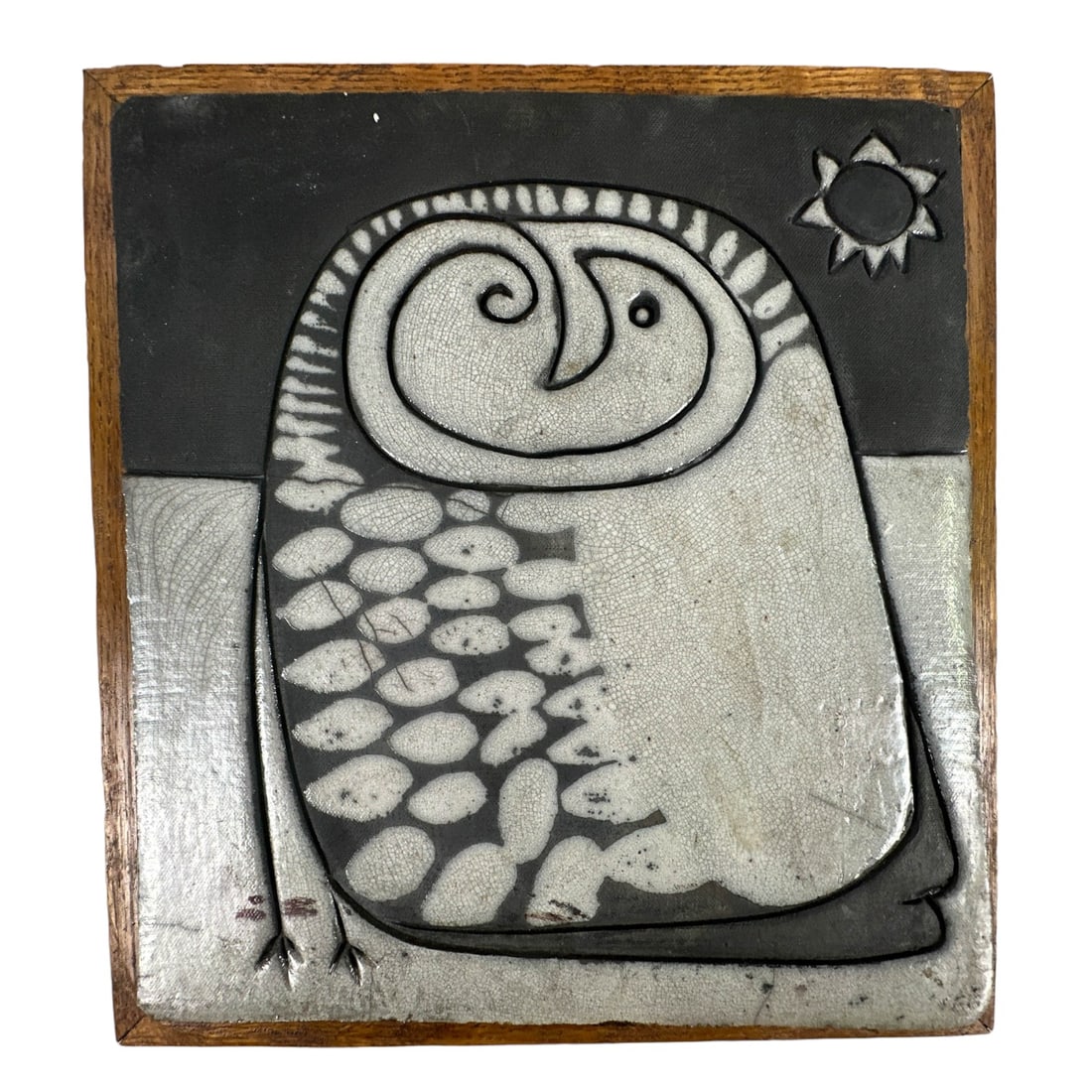 Doug Delind b1947 Raku Tile & Wood Owl Sculpture (1 of 5)