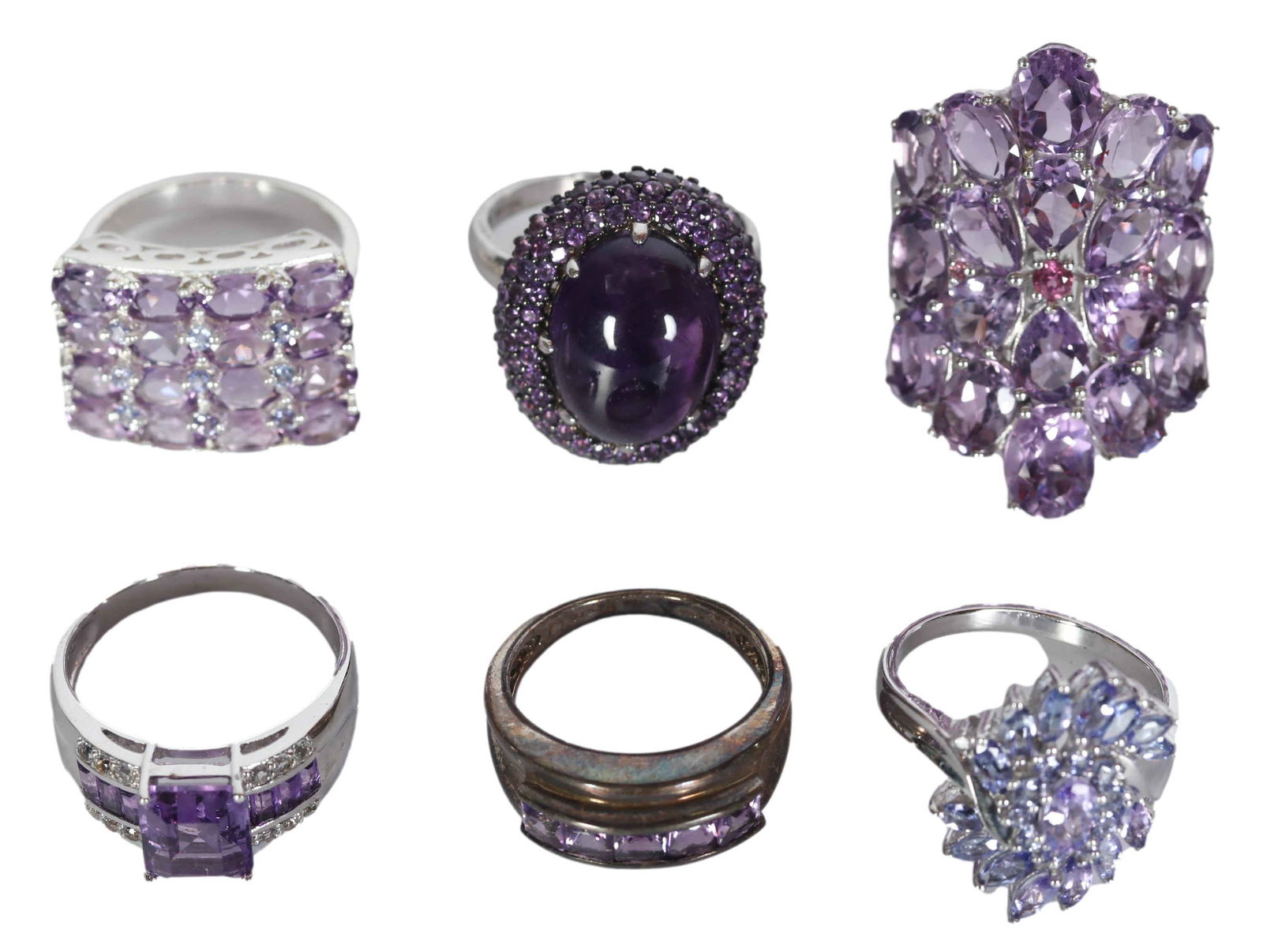 Sterling Silver Amethyst & Tanzanite Ring 6pc LOT (1 of 5)