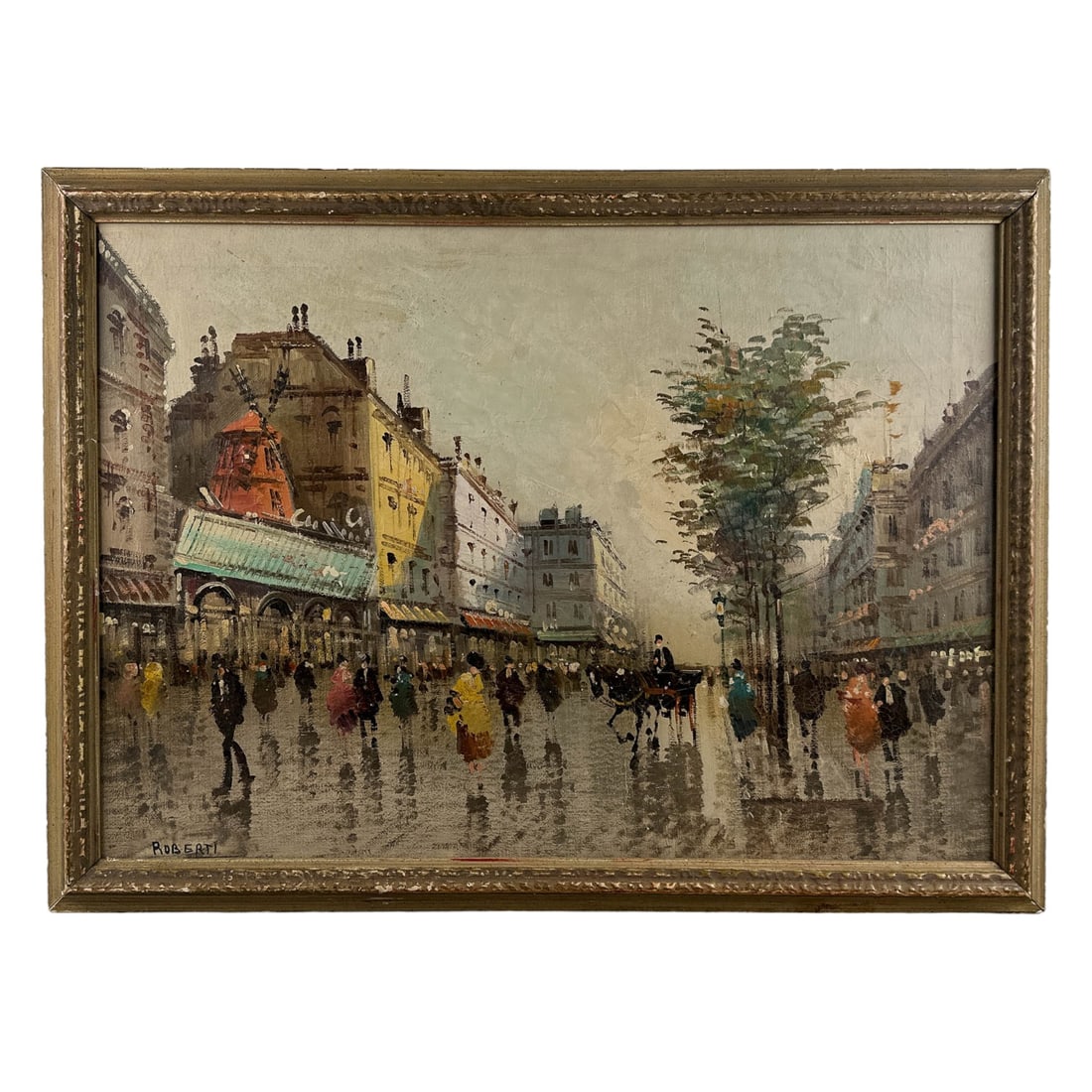 Impressionist 20thC Figural Cityscape Oil Painting (1 of 7)