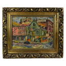 David D Burliuk 1882-1967 City Corner Oil Painting