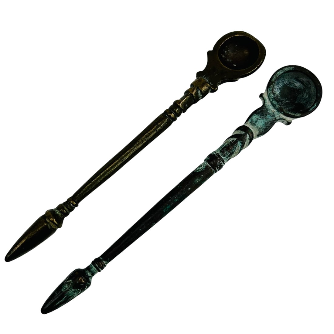 Bronze Greco Roman Medical Medicine Spoon 2pc LOT (1 of 4)