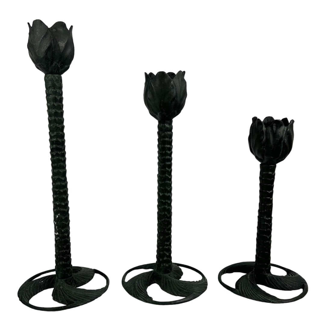 3 Hollywood Regency Patinated Bronze Candleholders (1 of 5)