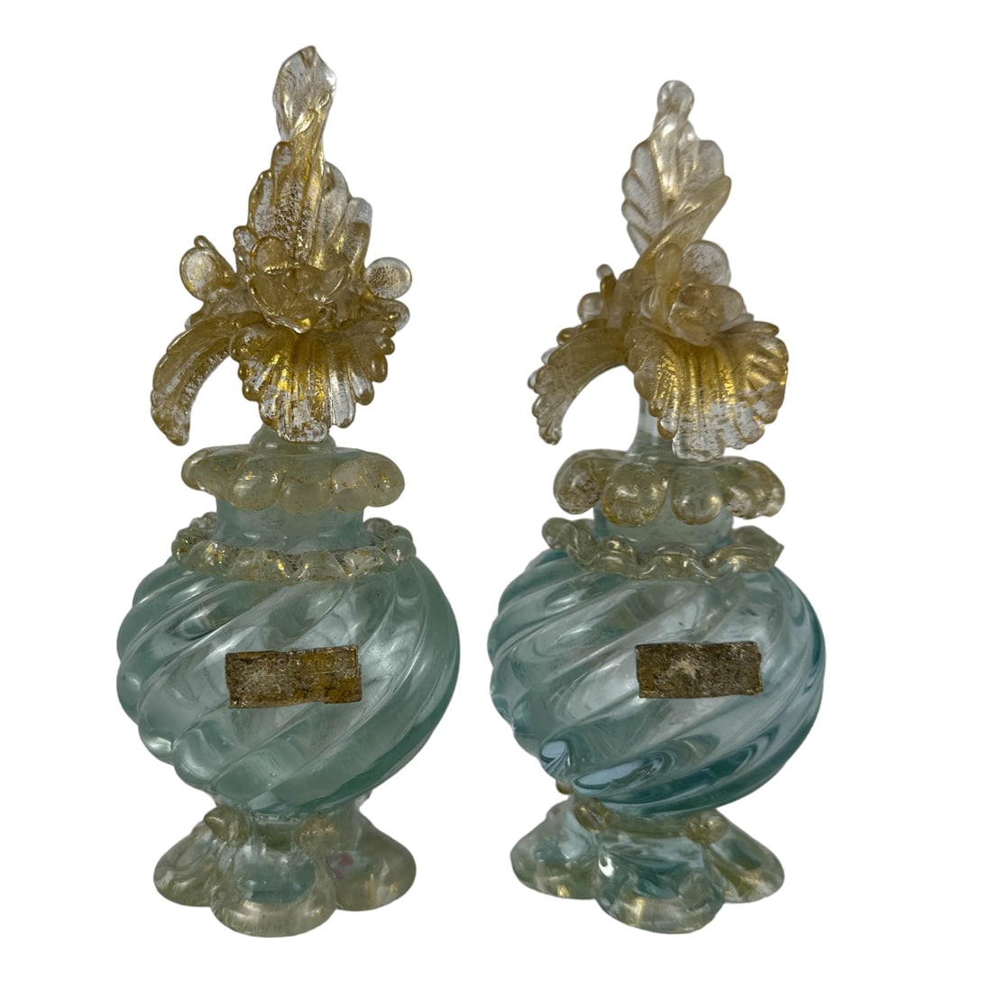 Seguso Murano Venetian Glass Scent Bottle 2pc LOT (1 of 4)