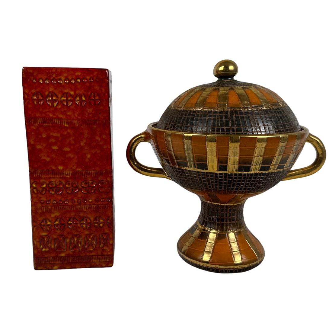 Mid Century Italian Ceramic Pottery Compote & Vase (1 of 7)