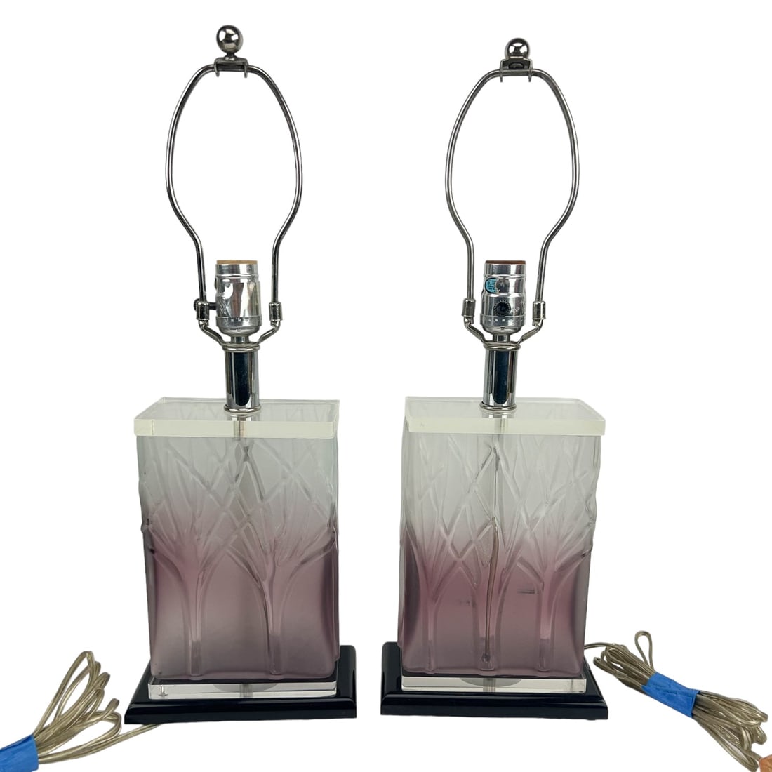 Frosted PR Purple Glass Lucite Acrylic Table Lamps (1 of 6)