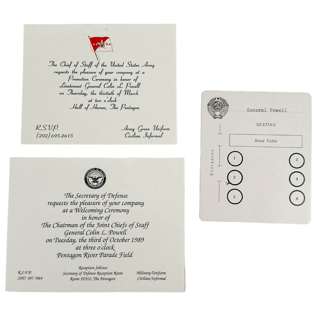 US Colin L Powell Signed Autograph Photo Card LOT (1 of 4)