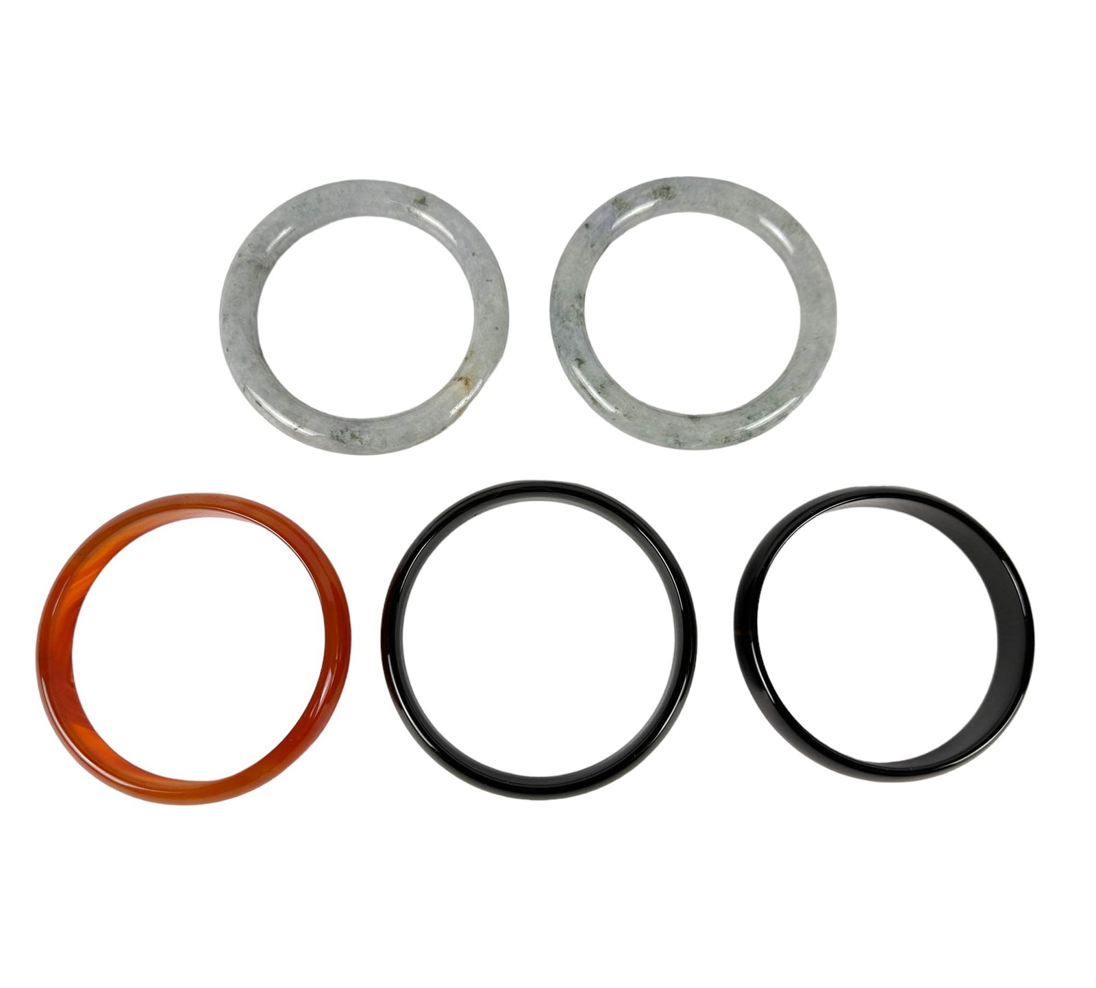 Celadon Jade Carnelian & Onyx Bangle Bracelet LOT (1 of 5)