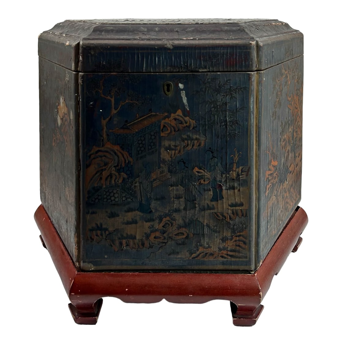 Chinese Lacquer Wood Figural Landscape Storage Box (1 of 8)